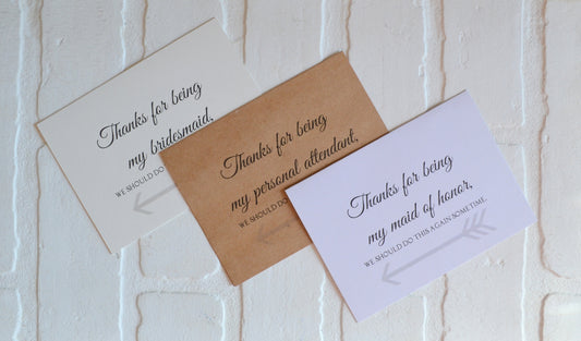THANK YOU for being my bridesmaid wedding bridal party thank you cards