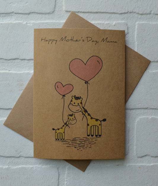 Woodland giraffe animals | Happy Mother's Day greeting cards