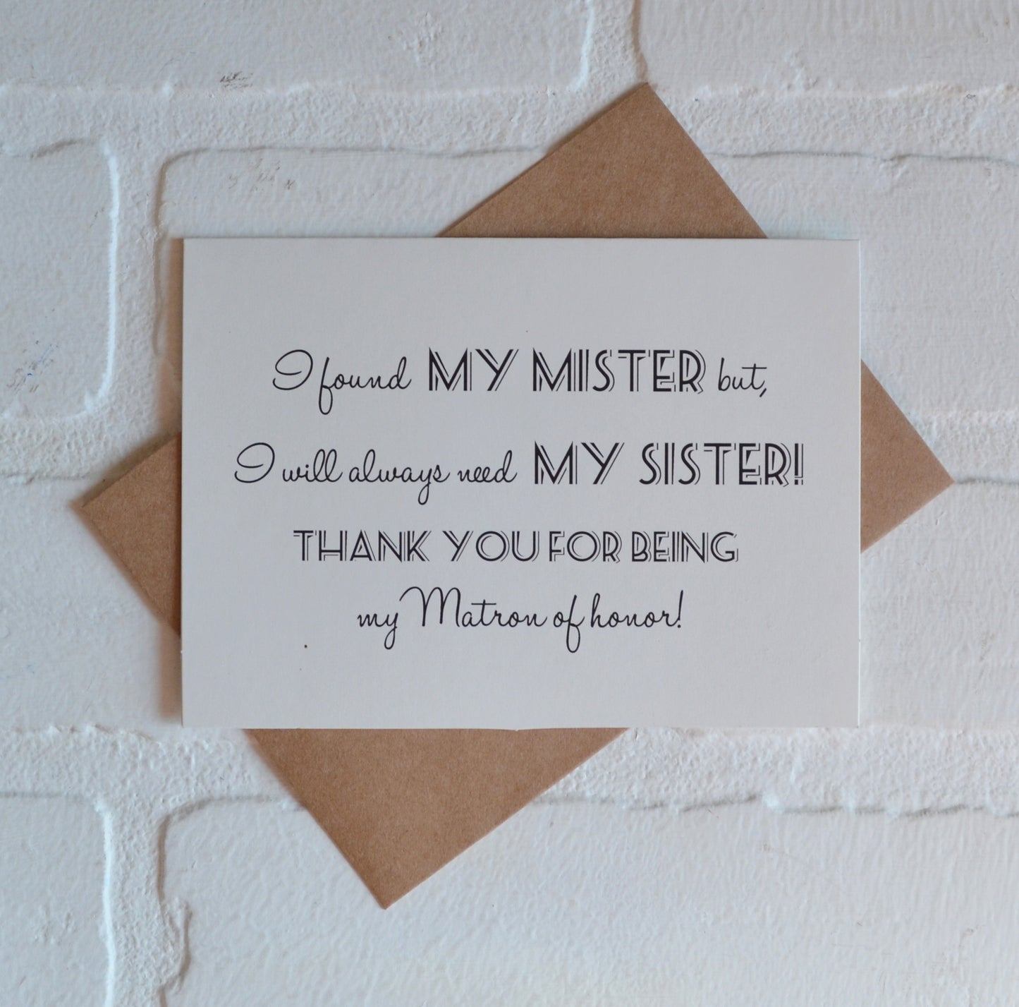 I found my mister thank you my sister wedding bridal party thank you cards