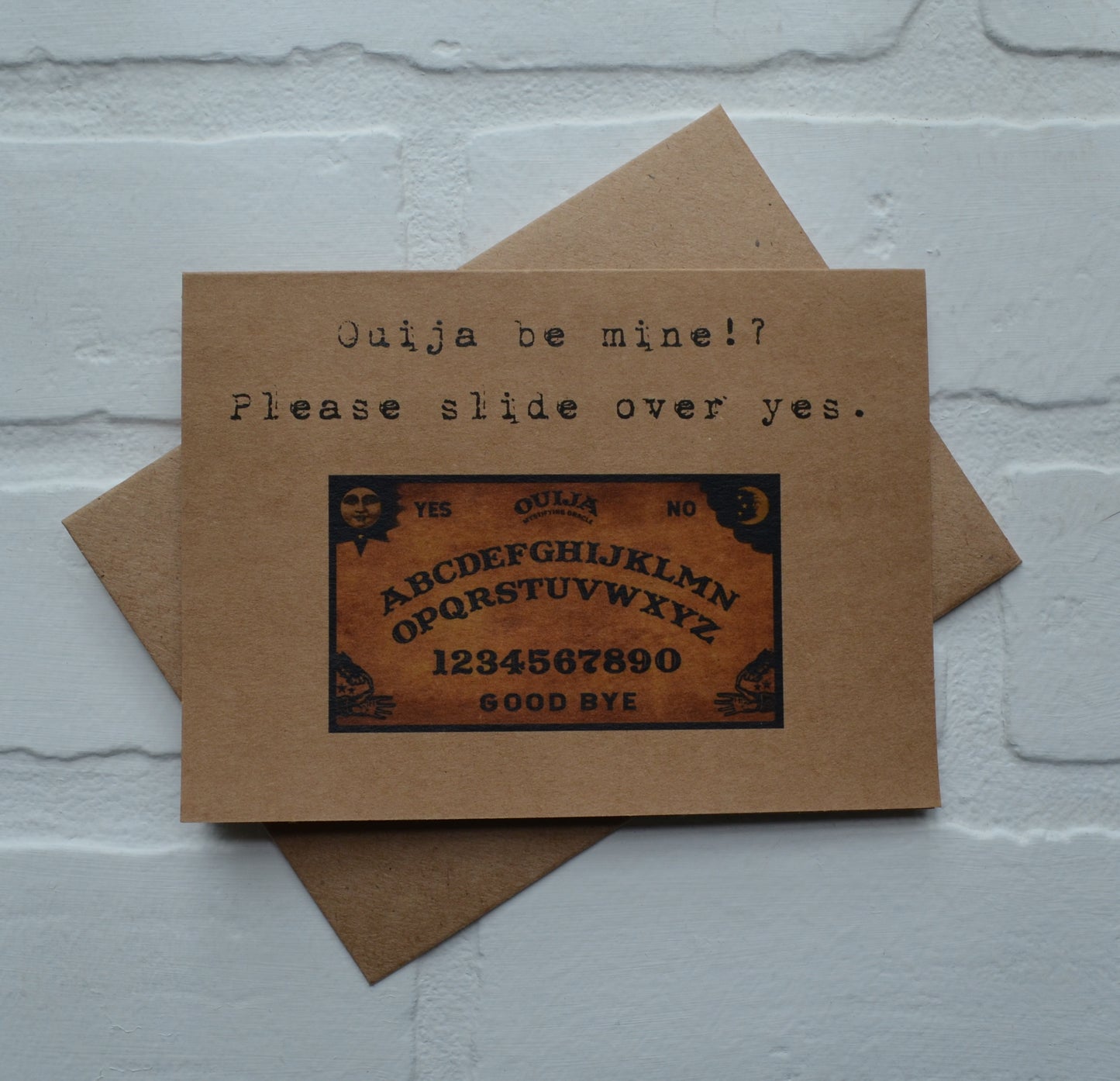 Ouija be mine? Please slide over yes | Halloween Greeting Cards