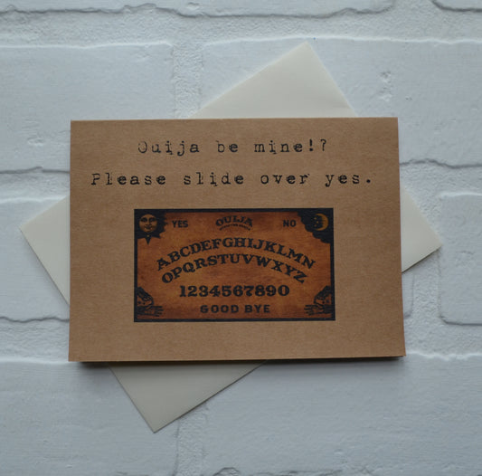 Ouija be mine? Please slide over yes | Halloween Greeting Cards