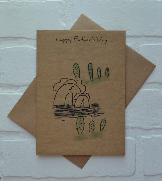 Watercolor Elephant and Cactus | Happy Father's Day Greeting Cards