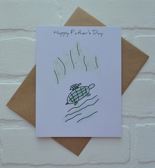 Watercolor Turtle Baby and Dad | Happy Father's Day Greeting Cards