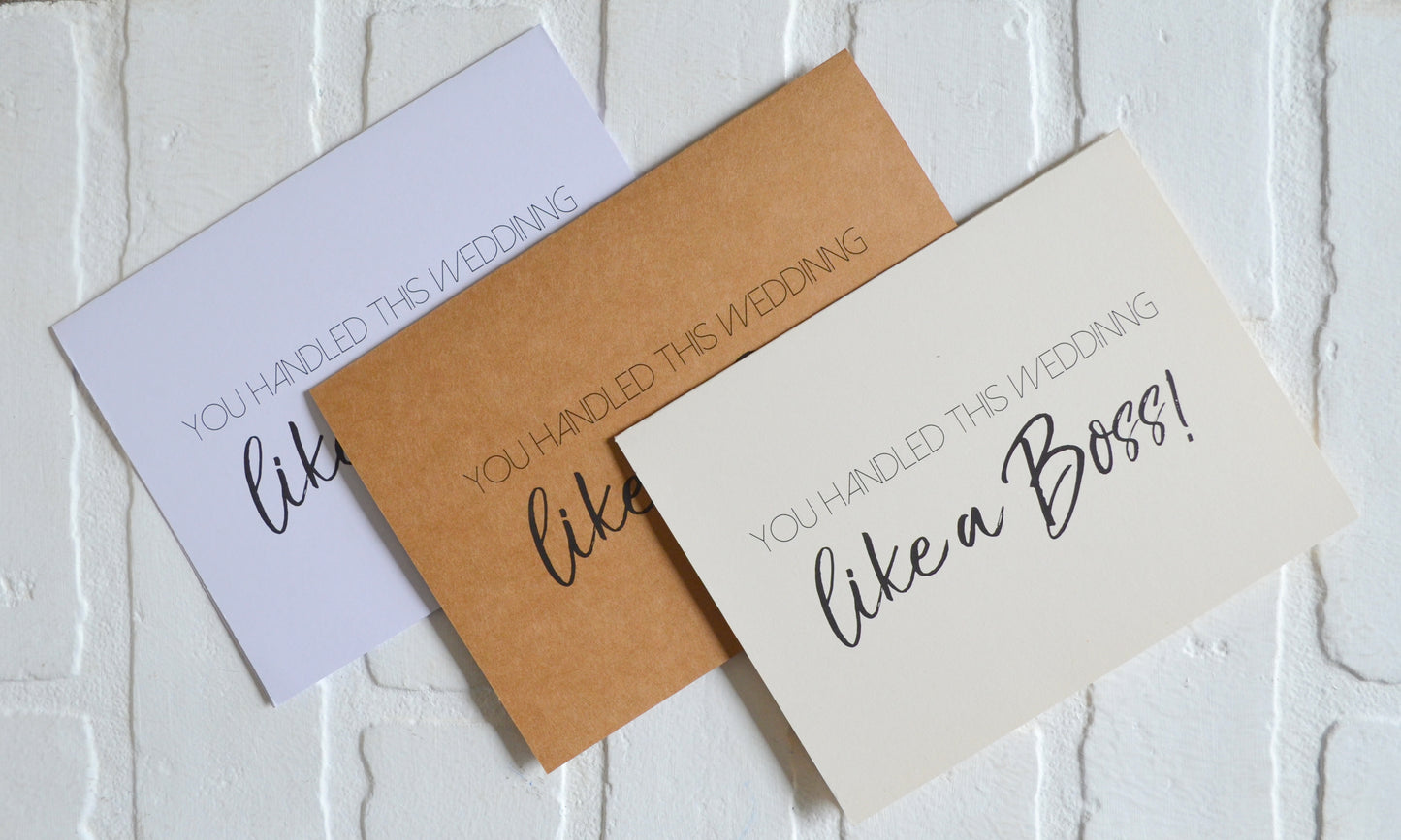 LIKE A BOSS wedding bridal party thank you cards