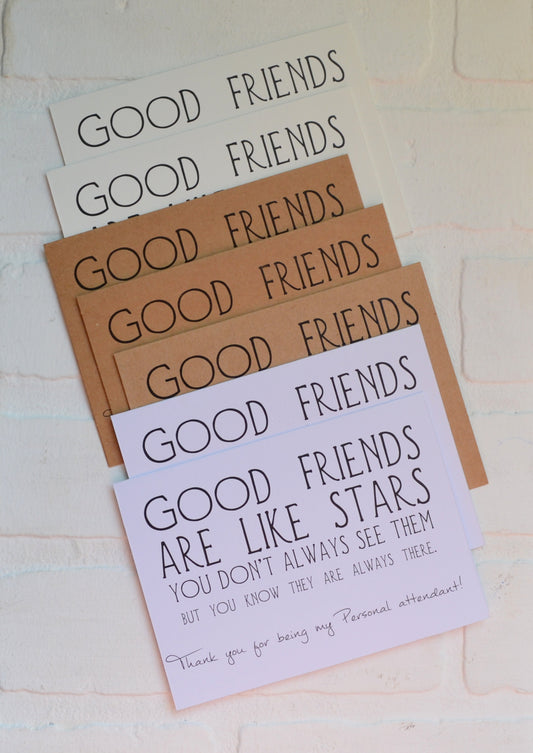 GOOD FRIENDS are like stars wedding bridal party thank you cards