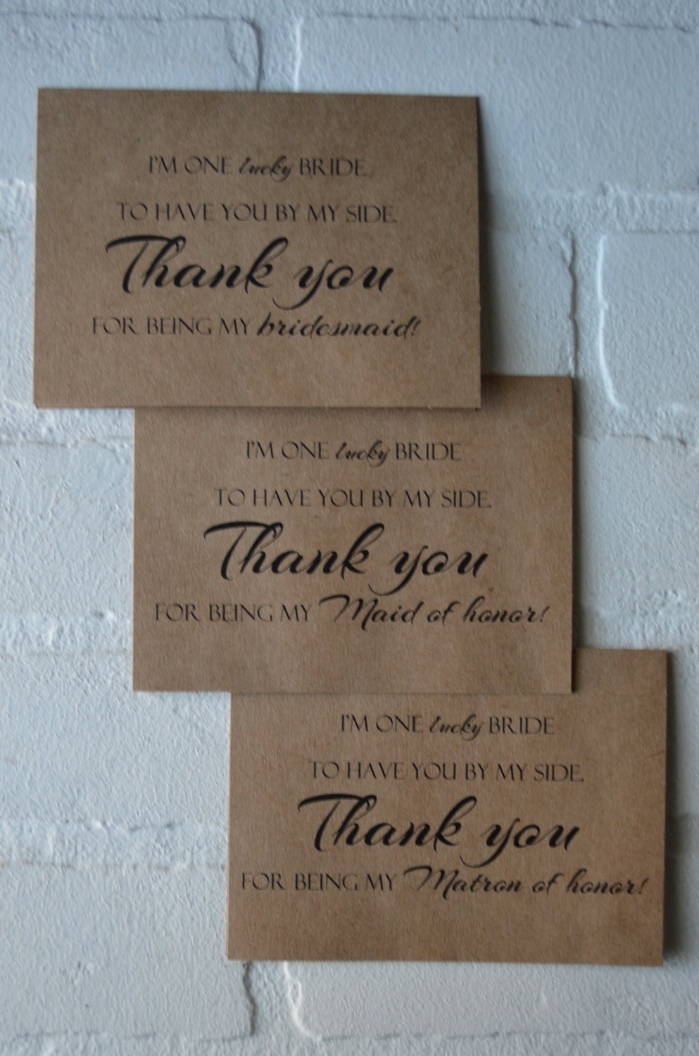 I'm a LUCKY bride with you by my side | wedding bridal party thank you cards