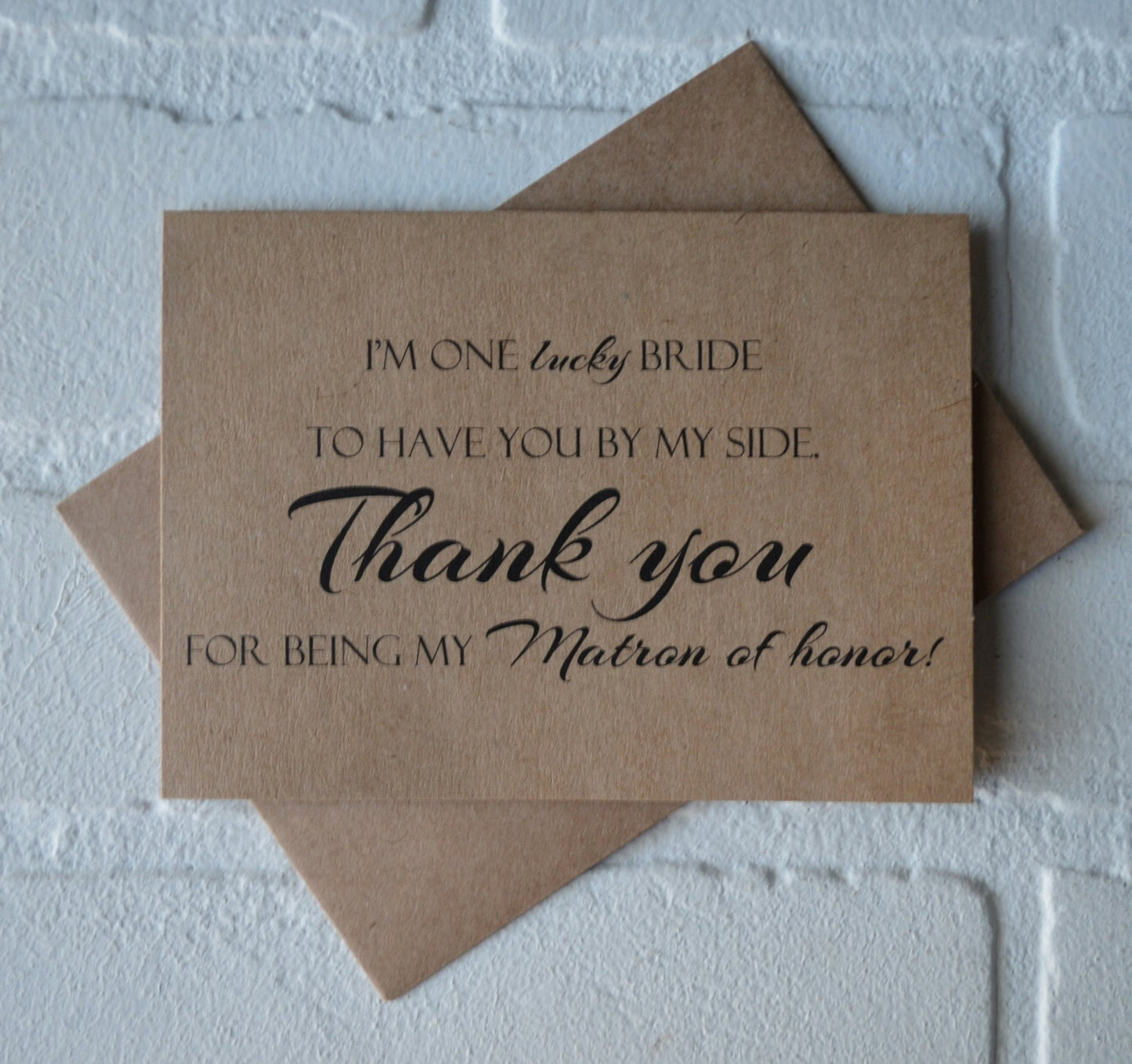 I'm a LUCKY bride with you by my side | wedding bridal party thank you cards