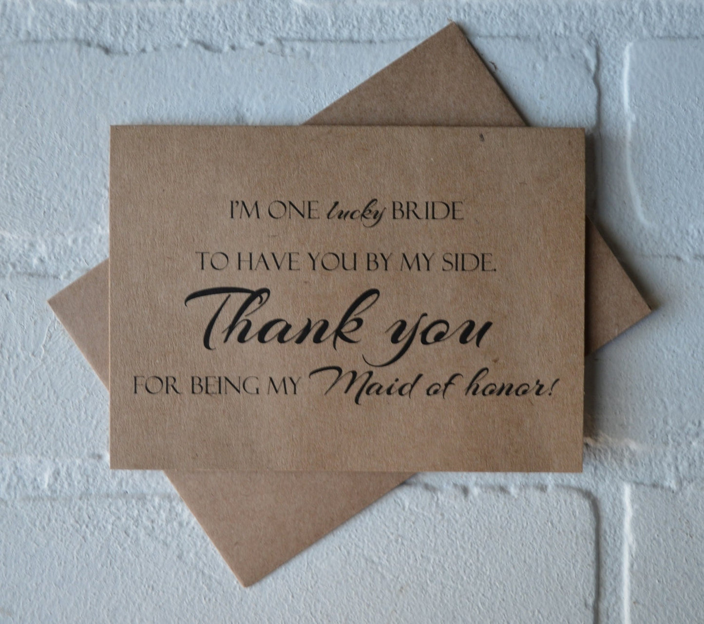 I'm a LUCKY bride with you by my side | wedding bridal party thank you cards