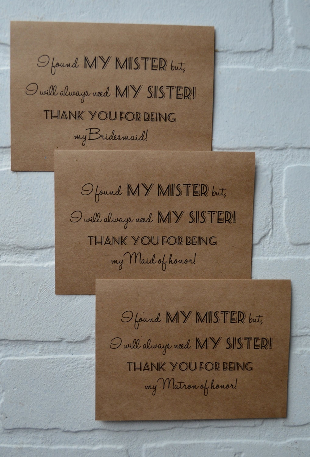 I found my mister thank you my sister wedding bridal party thank you cards