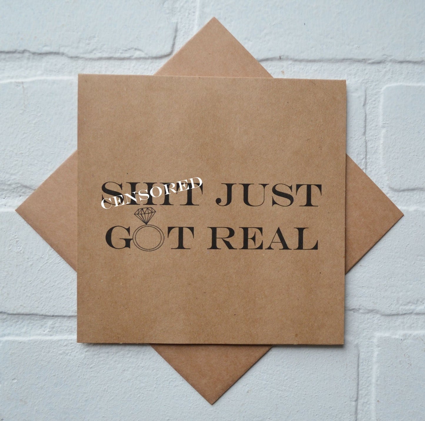 Sh*t just got real engagement card | wedding card | congratulations on your engagement | funny engagement kraft card congrats shit got real