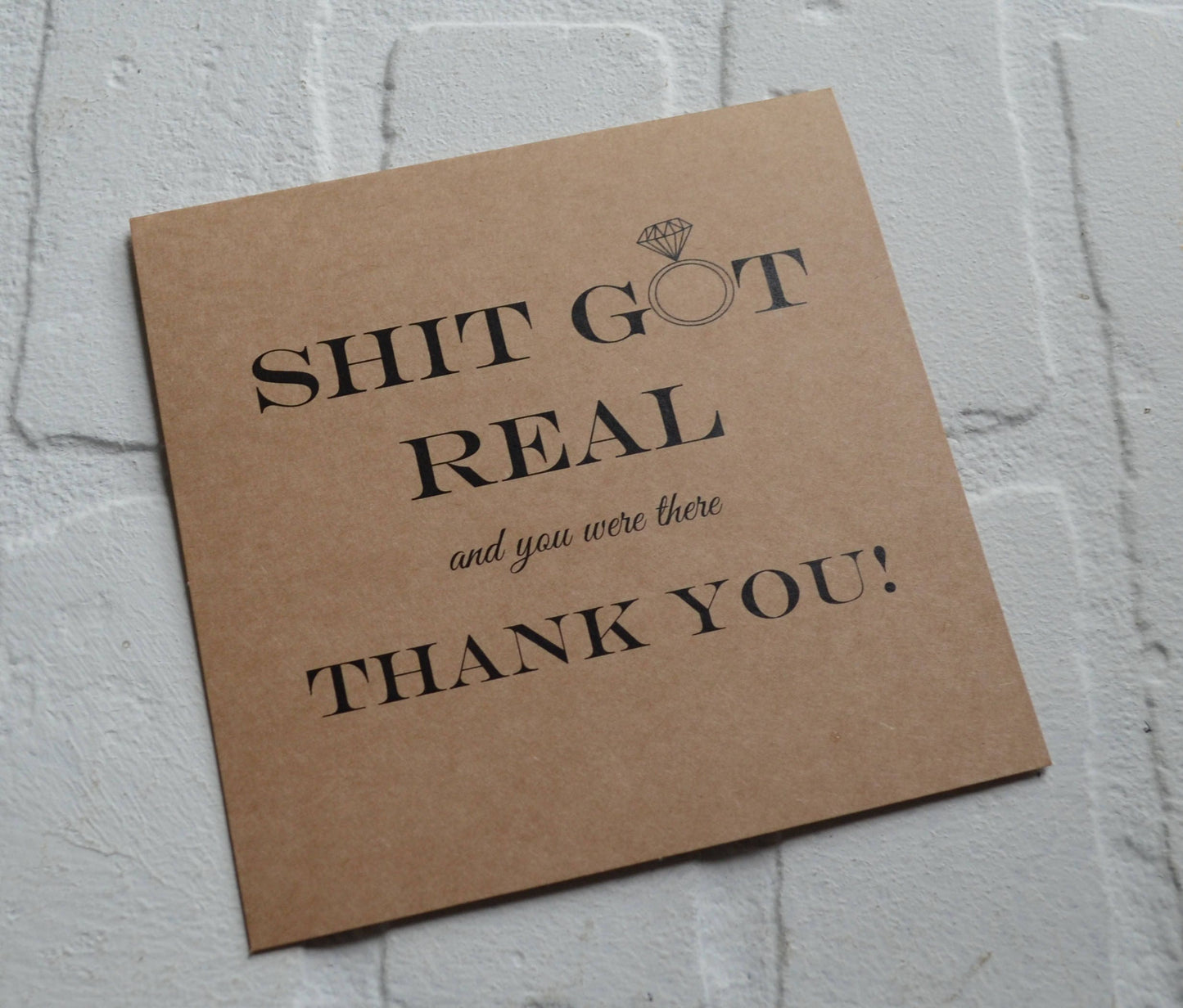 Shit got real and you were there wedding bridal party thank you cards