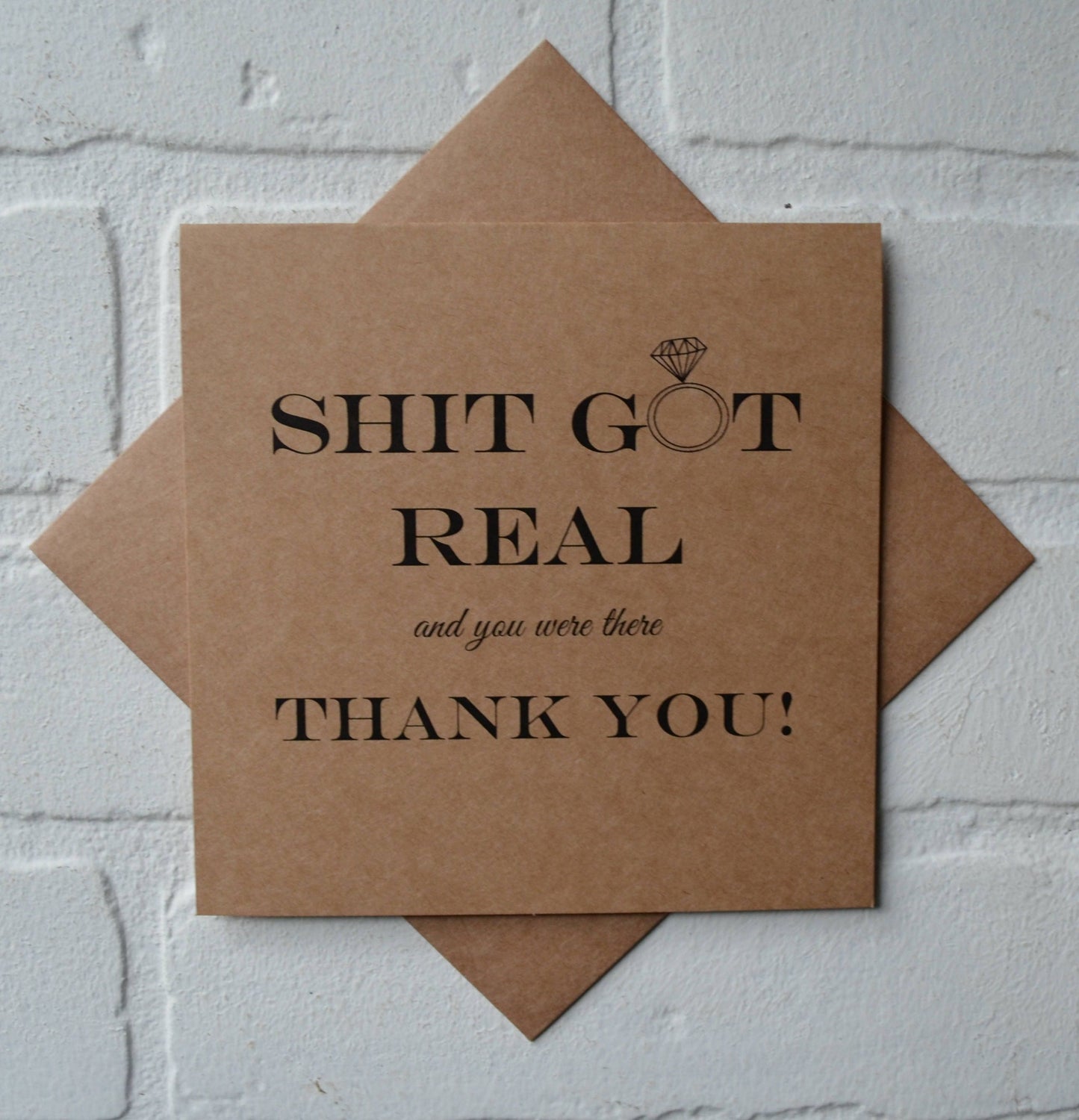 Shit got real and you were there wedding bridal party thank you cards