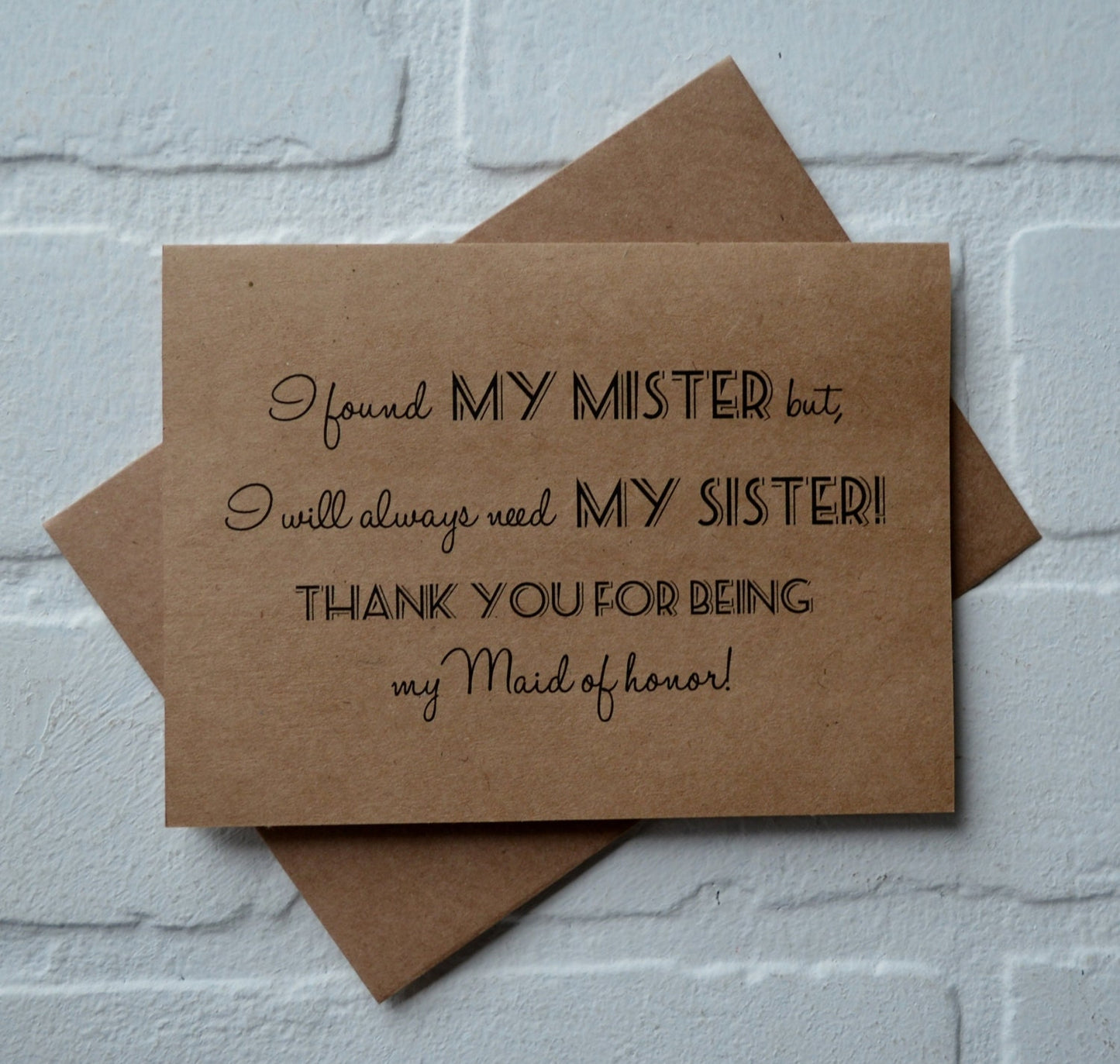 I found my mister thank you my sister wedding bridal party thank you cards