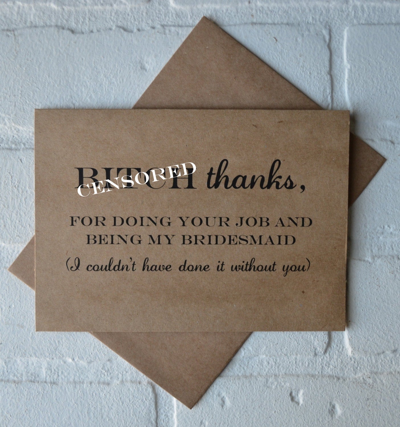 Bitch thanks for doing your job | wedding bridal party thank you cards