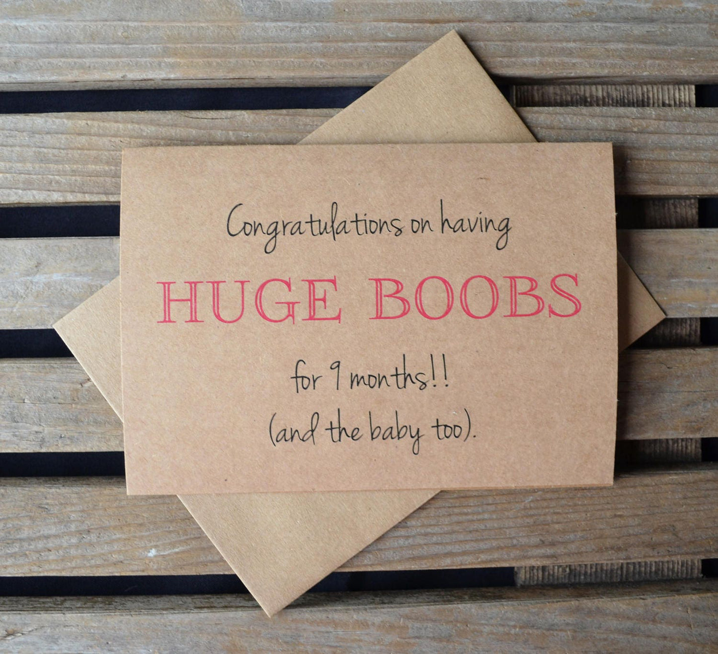 Congratulations on having huge boobs for 9 months and baby too | new baby card | expecting parents