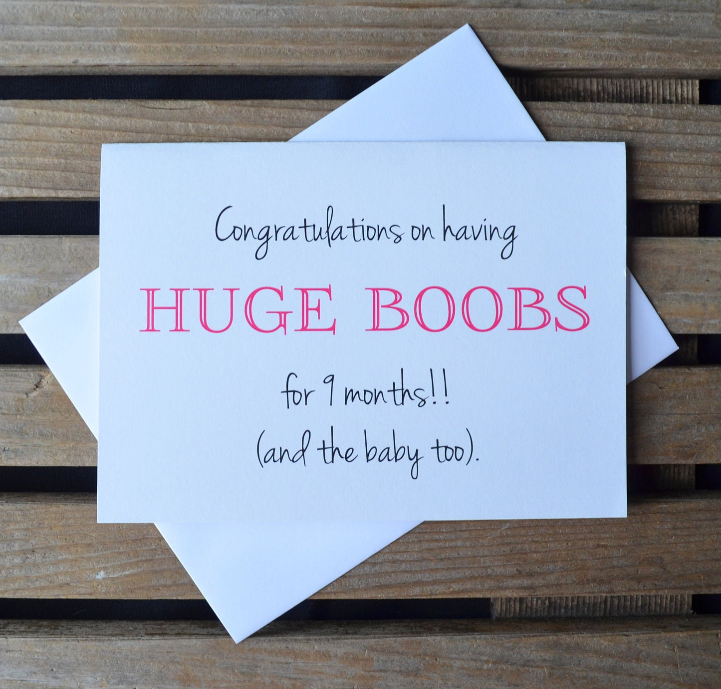 Congratulations on having huge boobs for 9 months and baby too | new baby card | expecting parents