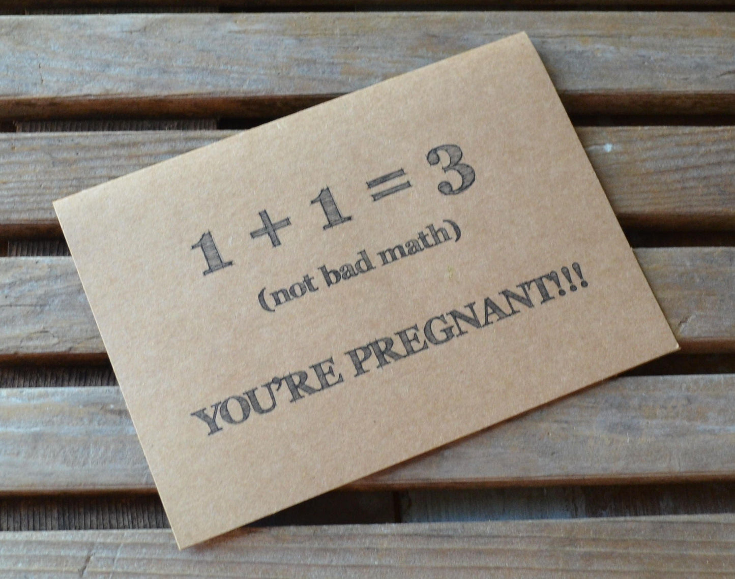 1 PLUS 1 equals 3 you're pregnant | new baby card | expecting parents