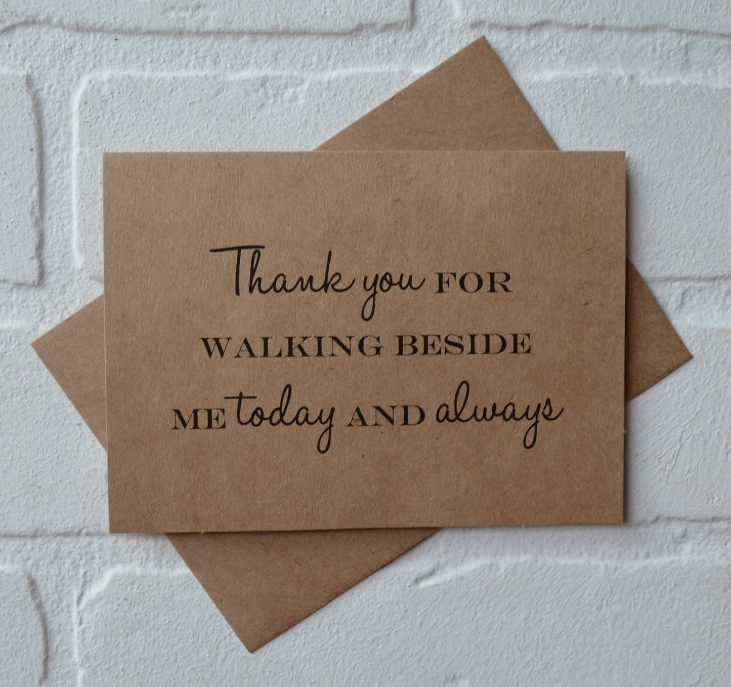 THANK YOU for WALKING  beside me wedding bridal party thank you cards