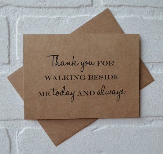 THANK YOU for WALKING  beside me wedding bridal party thank you cards
