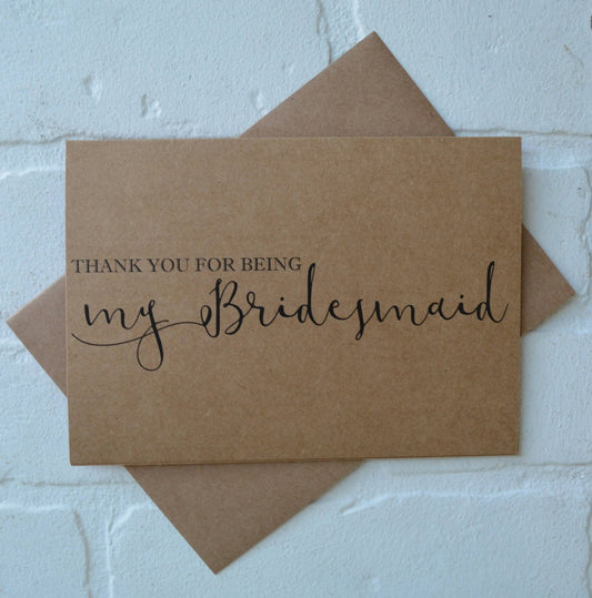 THANK YOU for being my BRIDESMAID wedding bridal party thank you cards