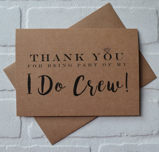 Thank you for being part of my I DO CREW wedding bridal party thank you cards