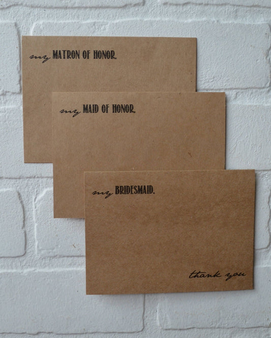 My Bridesmaid wedding bridal party thank you cards