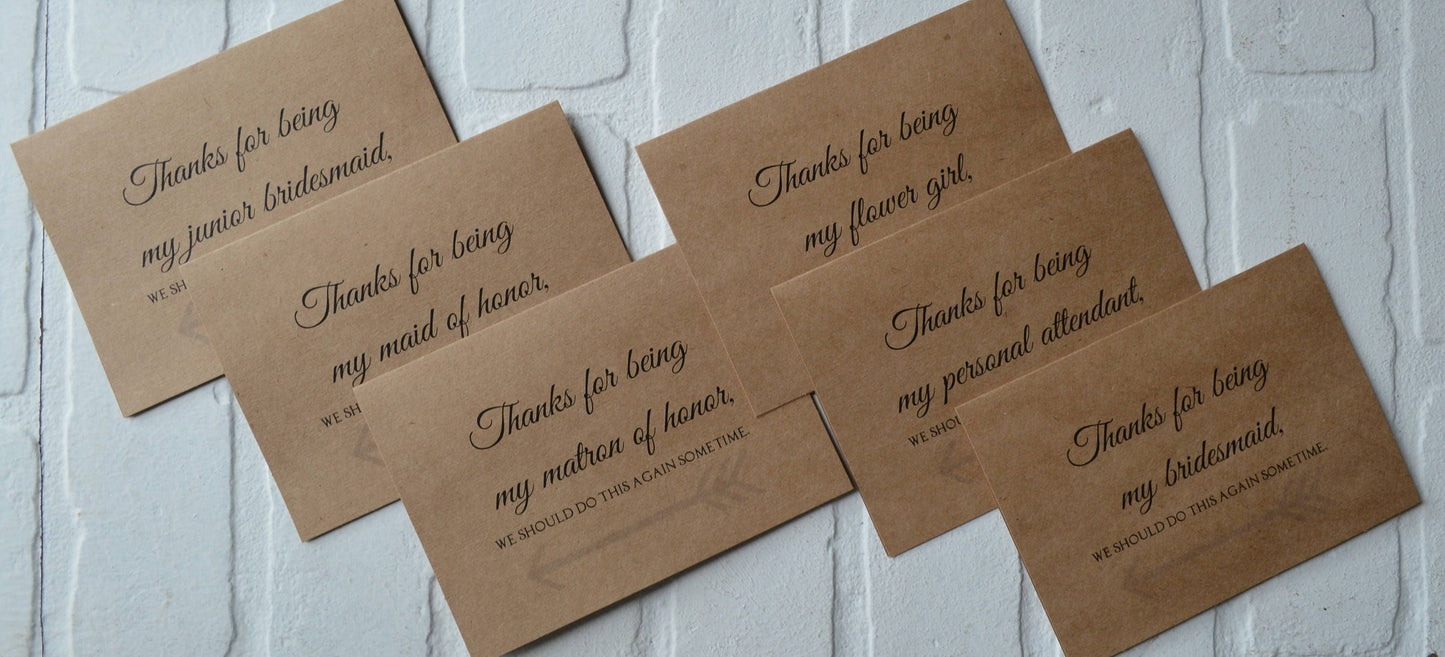 THANK YOU for being my bridesmaid wedding bridal party thank you cards