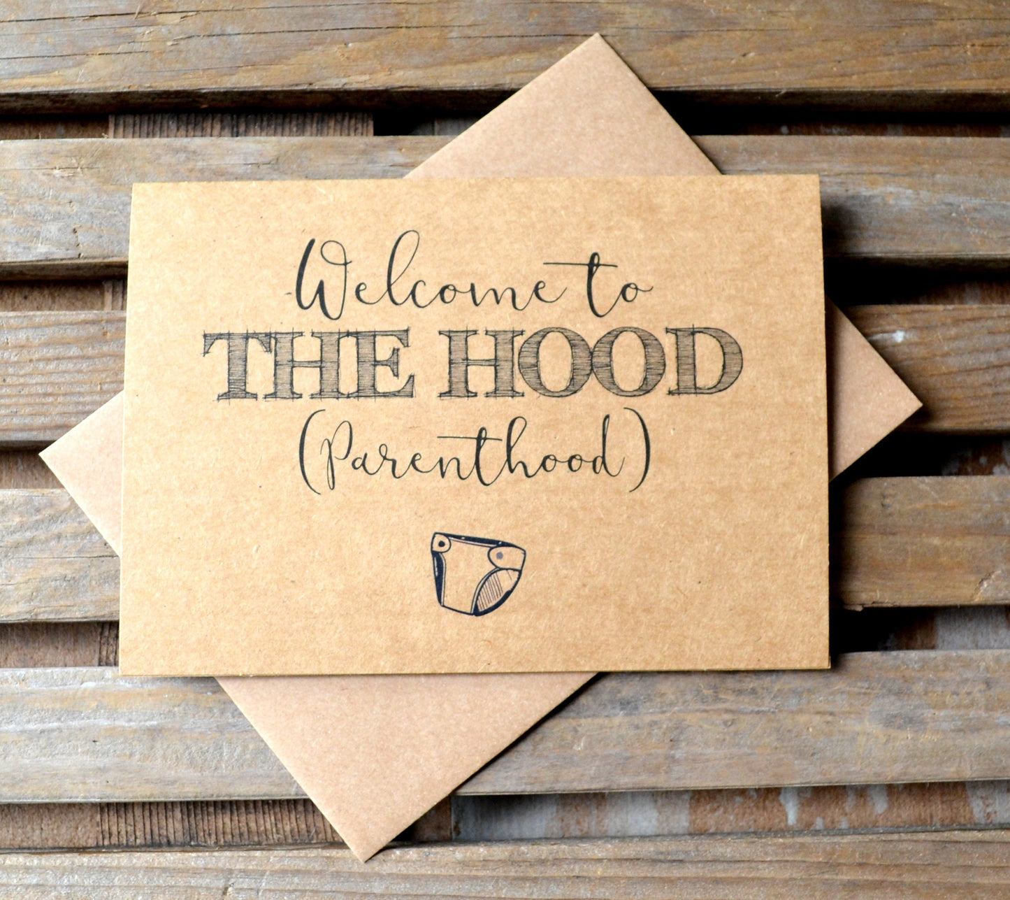 Welcome to hood parenthood | new baby card | expecting parents