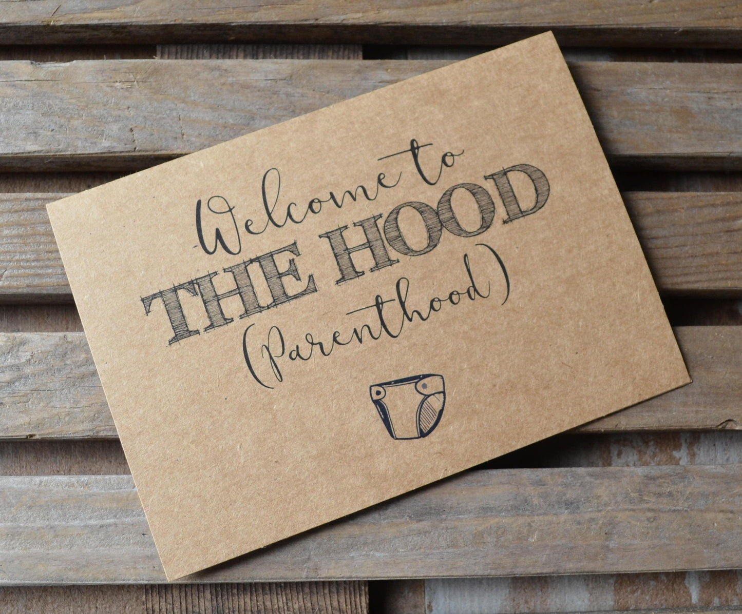 Welcome to hood parenthood | new baby card | expecting parents