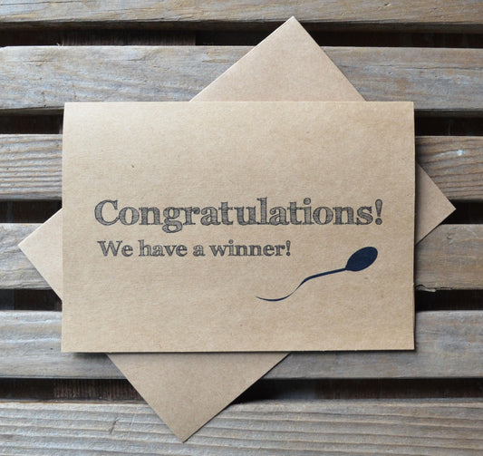 Congratulations we have a winner | new baby card | expecting parents