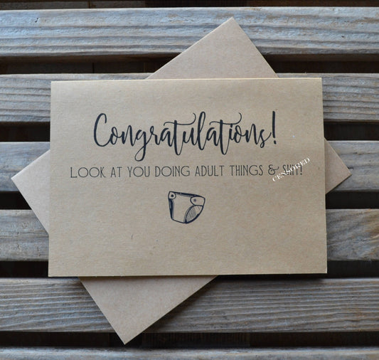 Congratulations Look at you doing adult things and shit | new baby card | expecting parents