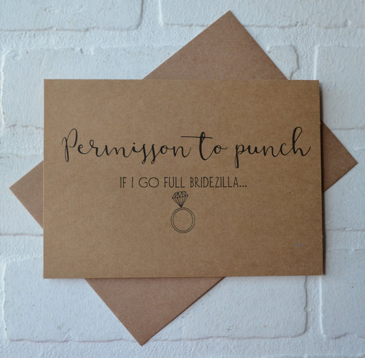 PERMISSION to PUNCH if I go BRIDEZILLA | bridesmaid proposal cards | wedding party invite