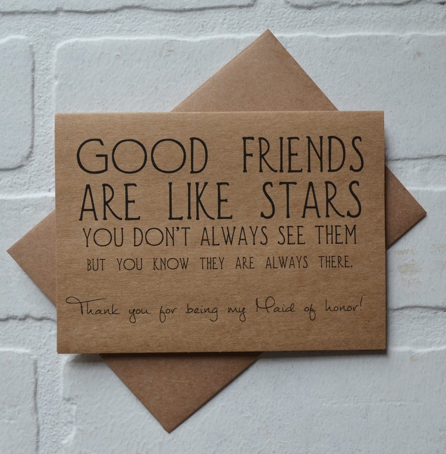 GOOD FRIENDS are like stars wedding bridal party thank you cards
