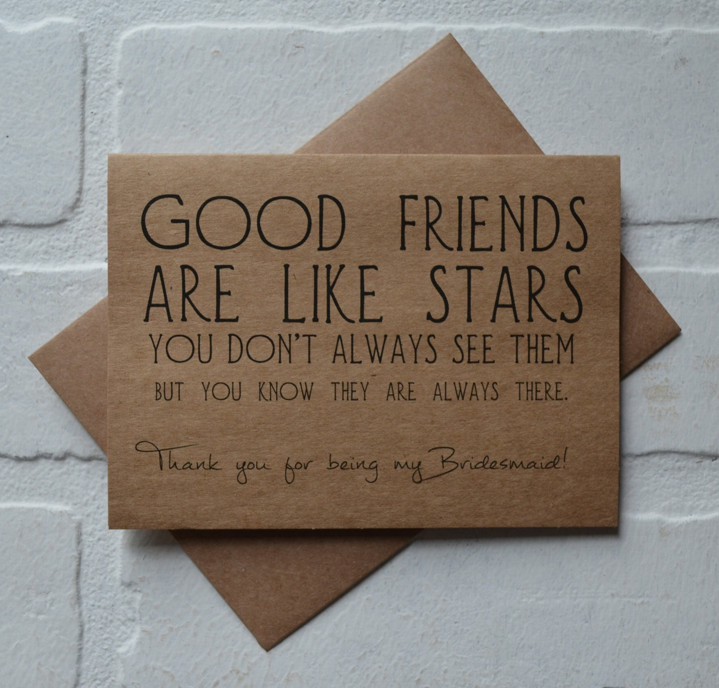 GOOD FRIENDS are like stars wedding bridal party thank you cards