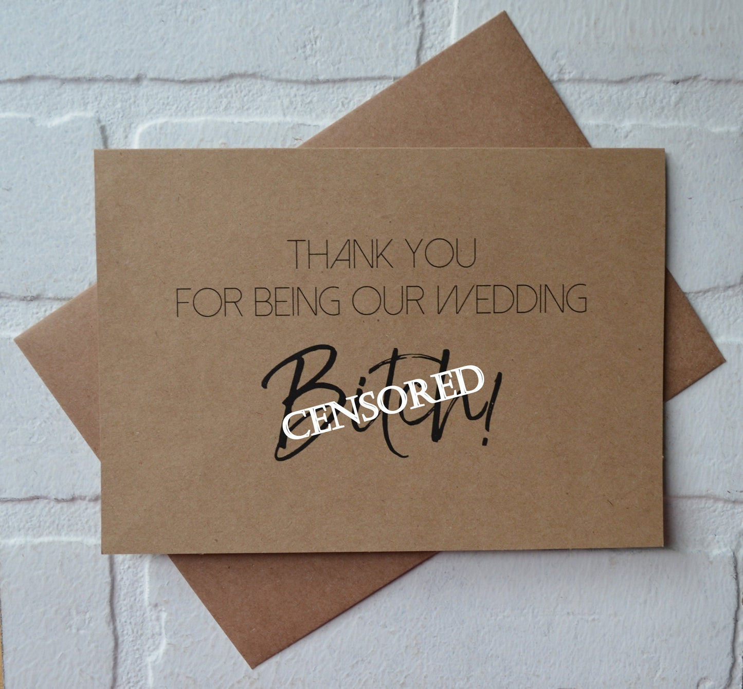 THANK YOU for being our wedding bitch wedding bridal party thank you cards