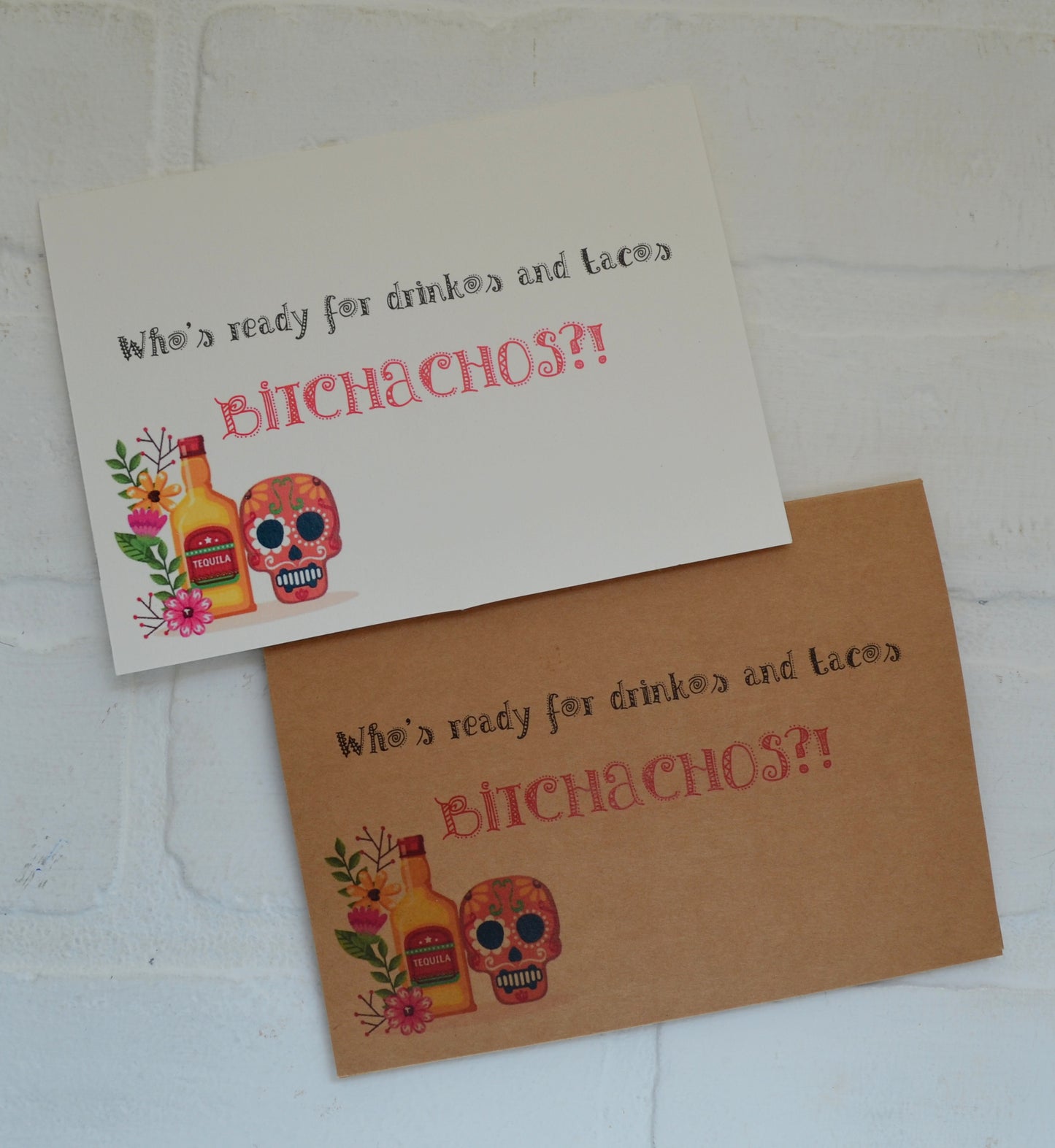 Drinkos and tacos bitch | Happy Cinco de Mayo greeting cards