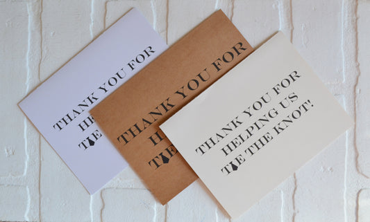 Thank you for helping us TIE the knot wedding bridal party thank you cards