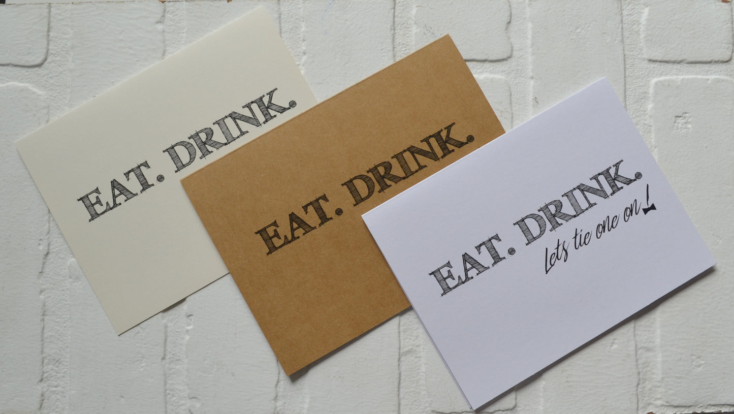 Eat drink let's tie one on | groomsmen proposal card | wedding party invite