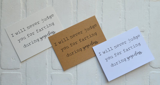 I will never judge you for farting during yoga class | yoga greeting cards