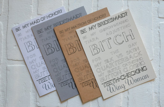 Silk vs Satin bridesmaid proposal cards | wedding party invite