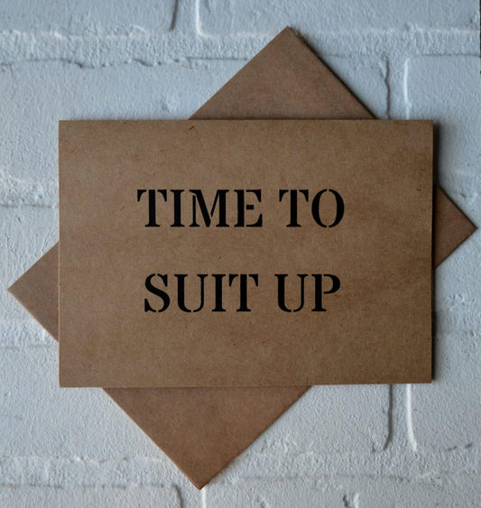 Time to suit up | Officiant Proposal Card | Wedding Party Invite
