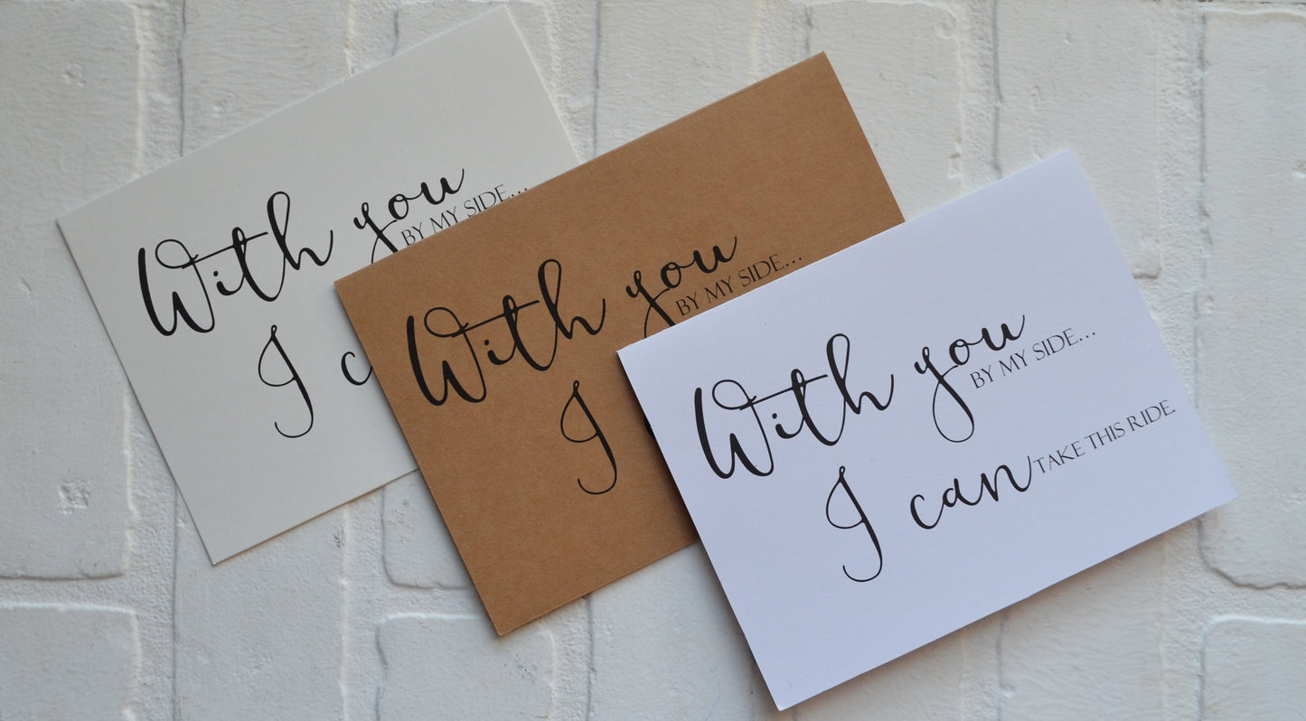 With you by my side I can take this ride bridesmaid proposal cards | wedding party invite