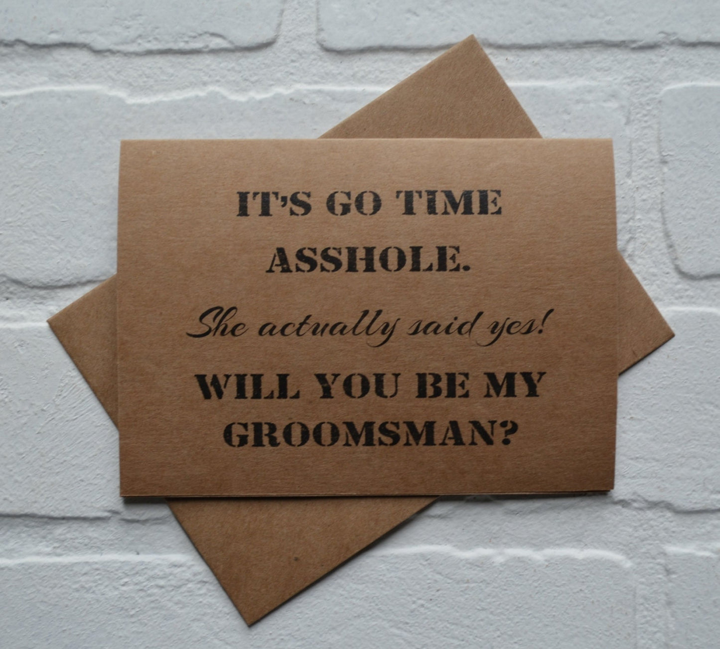 Its GO TIME she actually said YES | groomsmen proposal cards | wedding party invite