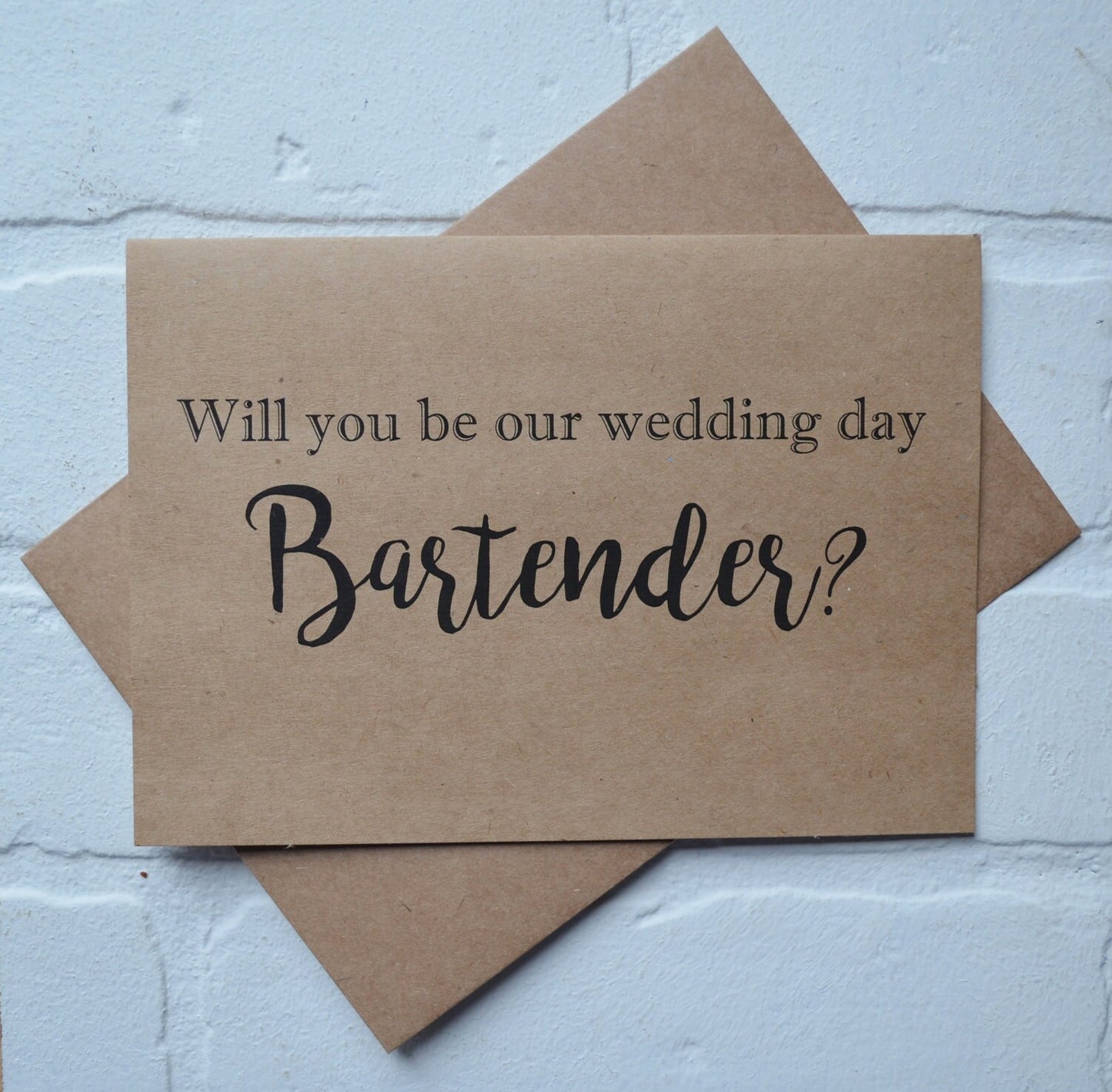 will you be our WEDDING DAY BARTENDER card | vendor card | drink card | bar card | wedding card | bridal party cards | bar staff card server