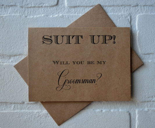 Suit up | groomsmen proposal cards | wedding party invite