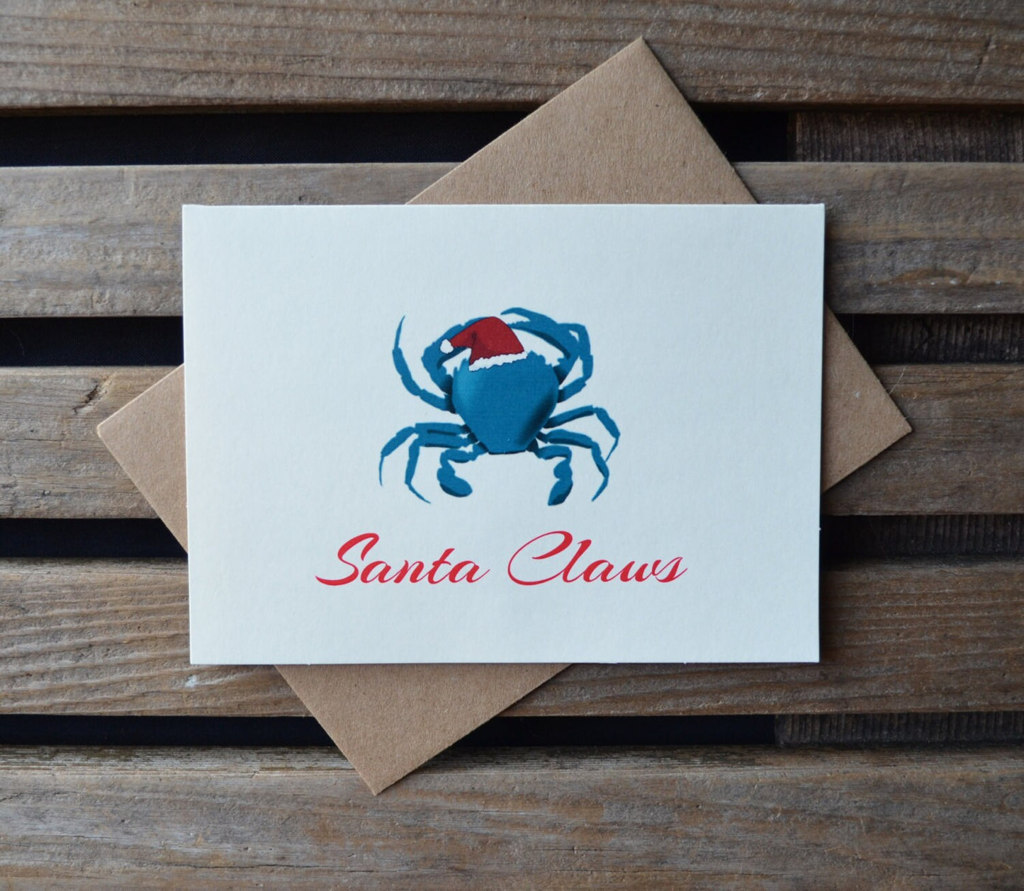 SANTA CLAWS holiday cards cream CHRISTMAS beach blue crab cards Christmas beach holiday cards holiday kraft cards beach Christmas cards