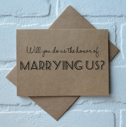 Will you do us the honor of marrying us | Officiant Proposal Card | Wedding Party Invite