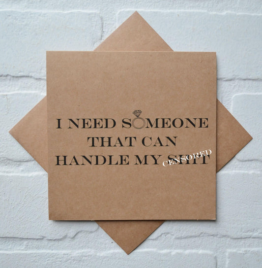 Handle my Sh#t EVENT COORDINATOR card someone to handle my shit funny personal attendant funny proposal card funny wedding planner card