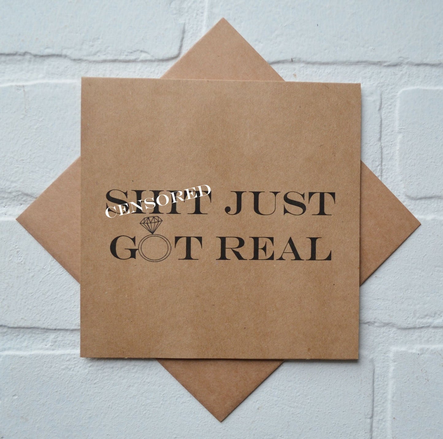 Sh*t just got real engagement card | wedding card | congratulations on your engagement | funny engagement kraft card congrats shit got real