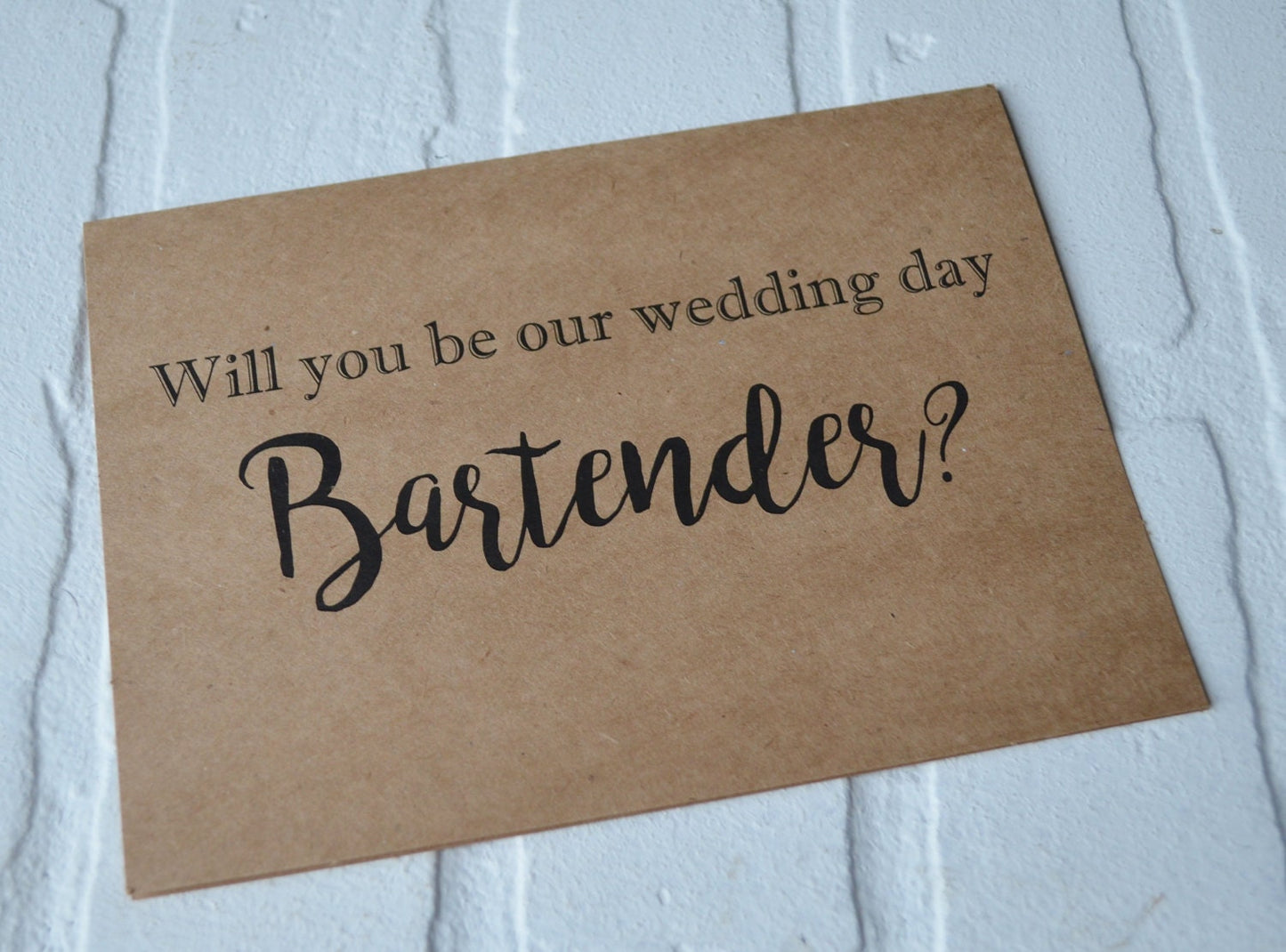 will you be our WEDDING DAY BARTENDER card | vendor card | drink card | bar card | wedding card | bridal party cards | bar staff card server